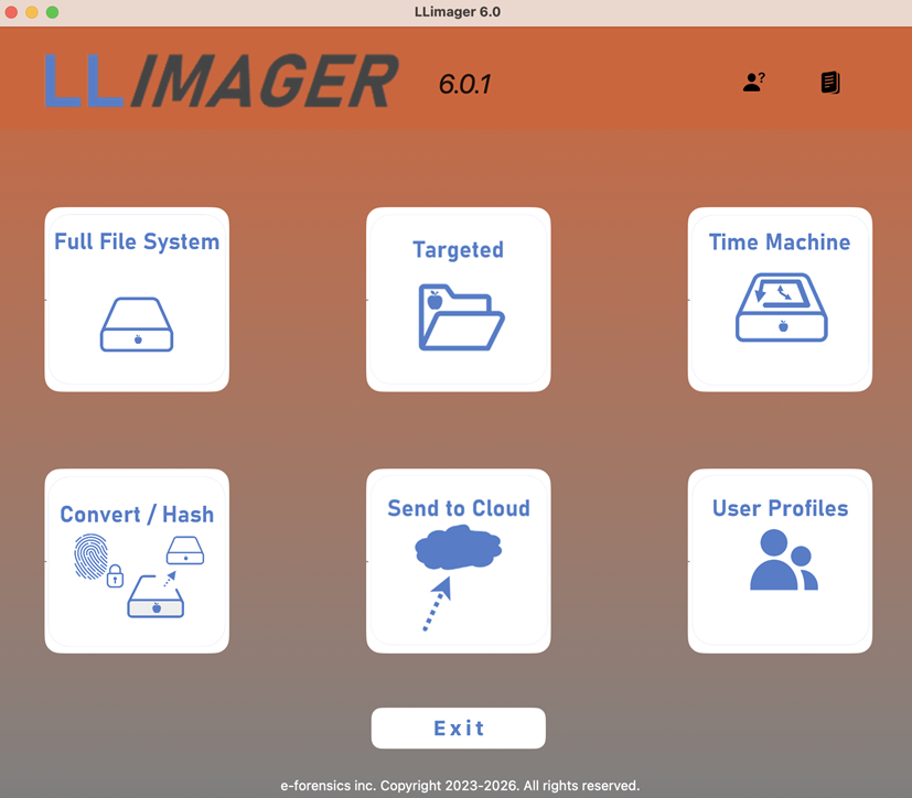 LL*IMAGER* Select the type of image
