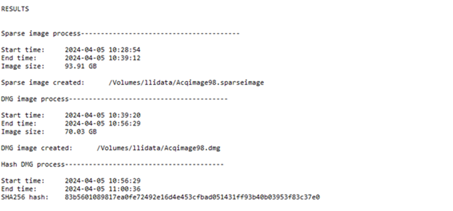 LLIMAGER 6.0 Acquisition Log