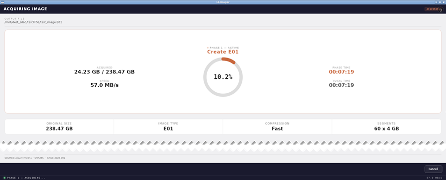 LLIMAGER Linux Start Imaging — Acquiring