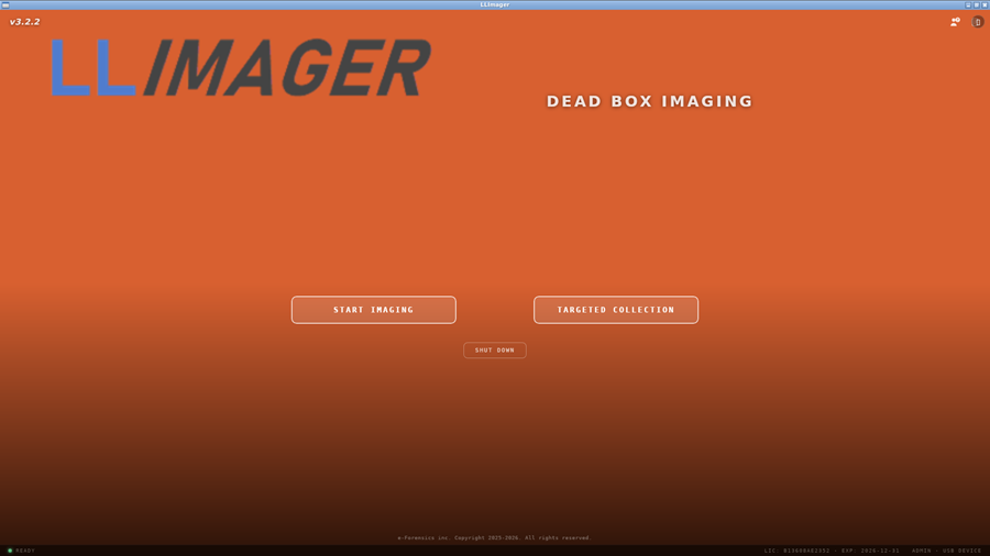 LLIMAGER Linux Home screen