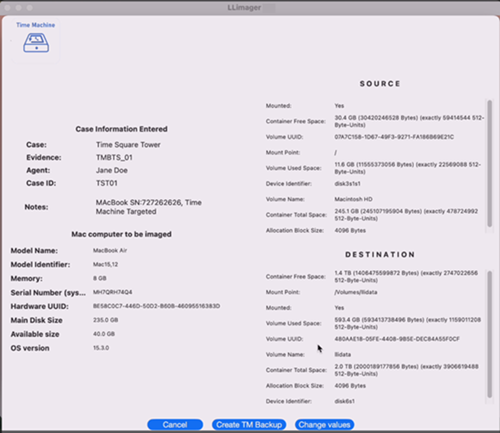 LLIMAGER 6.0 Acquire Time Machine