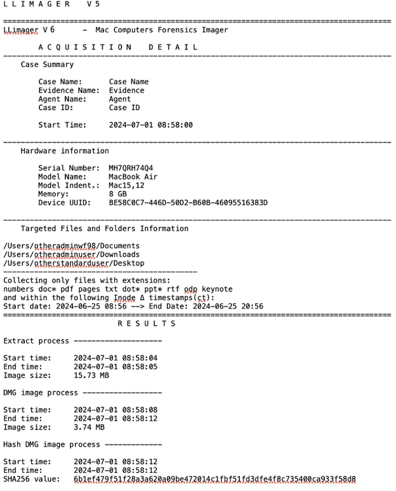 LLIMAGER 6.0 Targeted Acquisition Log